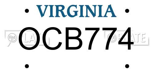 OCB774 Virginia License Plate