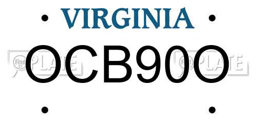 OCB90O Virginia License Plate