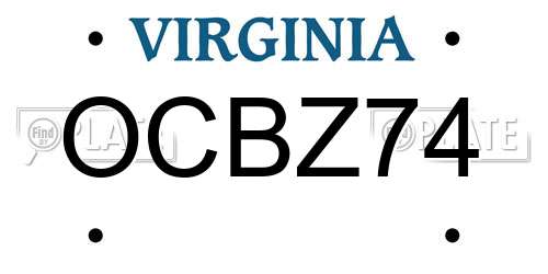 OCBZ74 Virginia License Plate