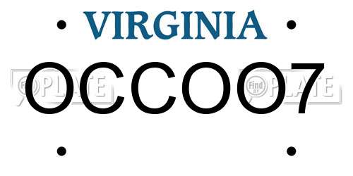 OCCOO7 Virginia License Plate