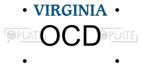 OCD Virginia License Plate