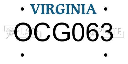 OCG063 Virginia License Plate