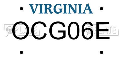OCG06E Virginia License Plate