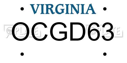 OCGD63 Virginia License Plate
