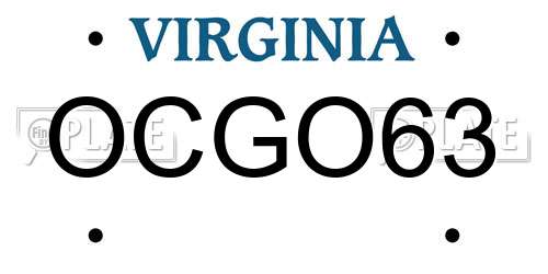 OCGO63 Virginia License Plate