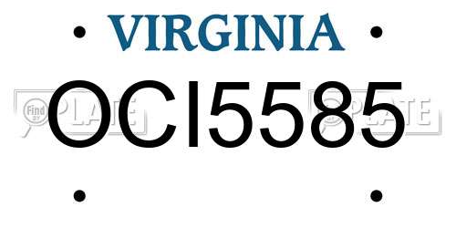 OCI5585 Virginia License Plate