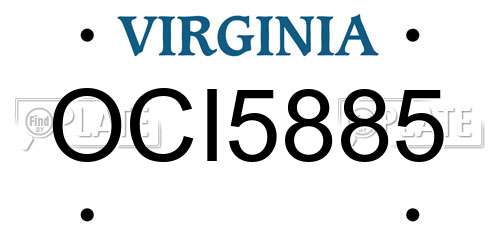 OCI5885 Virginia License Plate