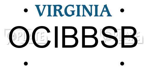 OCIBBSB Virginia License Plate