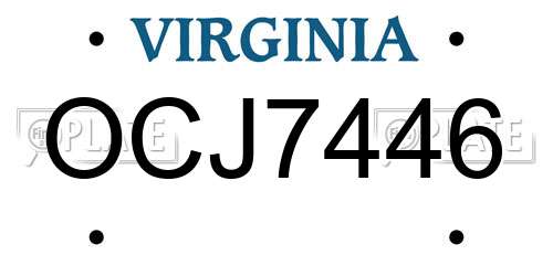 OCJ7446 Virginia License Plate