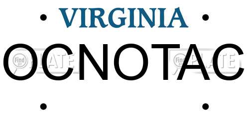 OCNOTAC Virginia License Plate