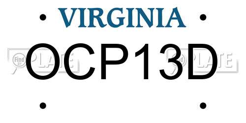 OCP13D Virginia License Plate