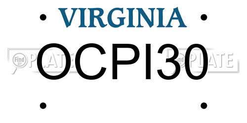 OCPI30 Virginia License Plate