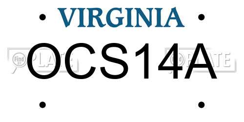OCS14A Virginia License Plate