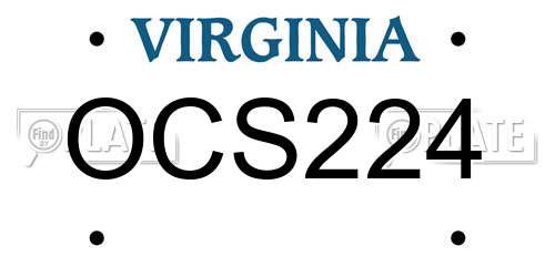OCS224 Virginia License Plate