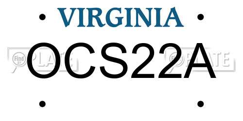 OCS22A Virginia License Plate