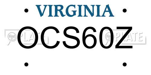 OCS60Z Virginia License Plate