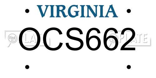 OCS662 Virginia License Plate