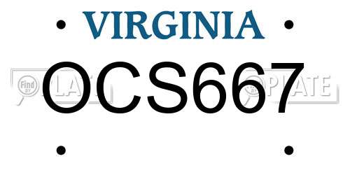 OCS667 Virginia License Plate