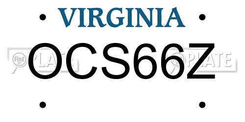 OCS66Z Virginia License Plate