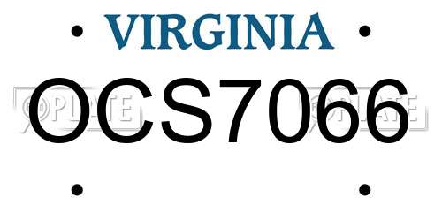 OCS7066 Virginia License Plate