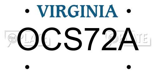 OCS72A Virginia License Plate