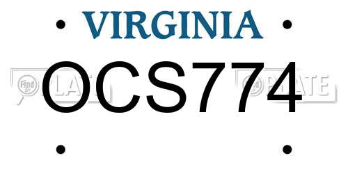 OCS774 Virginia License Plate