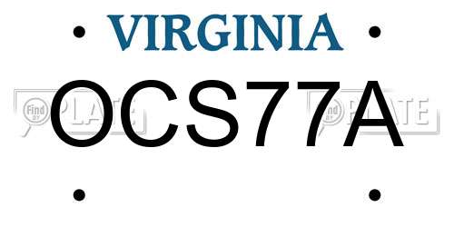 OCS77A Virginia License Plate