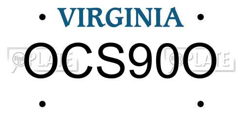 OCS90O Virginia License Plate
