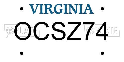 OCSZ74 Virginia License Plate