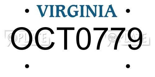 OCT0779 Virginia License Plate