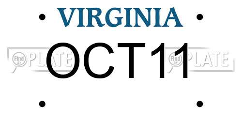 OCT11 Virginia License Plate