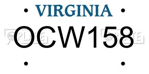 OCW158 Virginia License Plate
