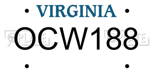 OCW188 Virginia License Plate