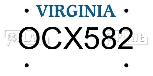 OCX582 Virginia License Plate