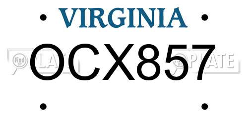 OCX857 Virginia License Plate