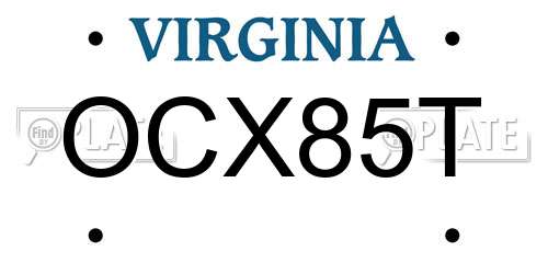OCX85T Virginia License Plate