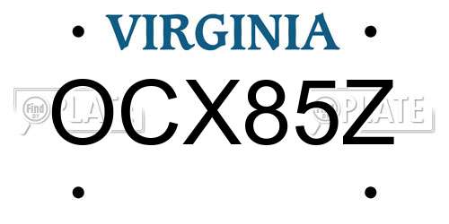 OCX85Z Virginia License Plate