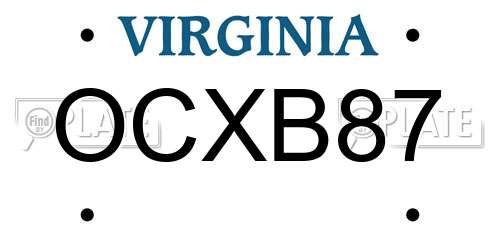 OCXB87 Virginia License Plate