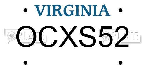 OCXS52 Virginia License Plate
