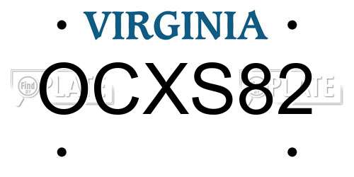 OCXS82 Virginia License Plate