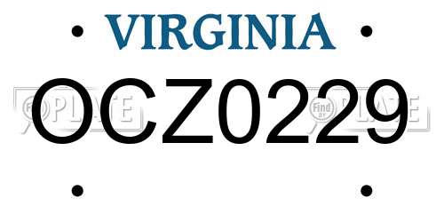 OCZ0229 Virginia License Plate