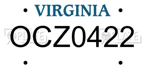 OCZ0422 Virginia License Plate