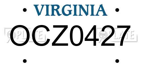 OCZ0427 Virginia License Plate