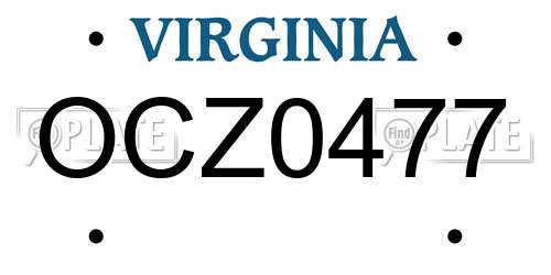 OCZ0477 Virginia License Plate