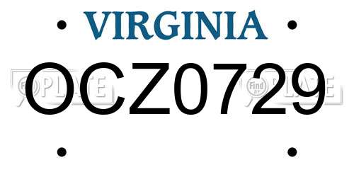 OCZ0729 Virginia License Plate