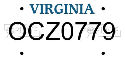 OCZ0779 Virginia License Plate