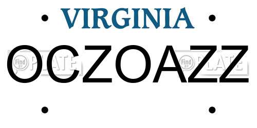 OCZOAZZ Virginia License Plate