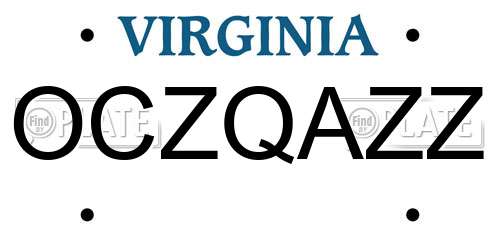 OCZQAZZ Virginia License Plate