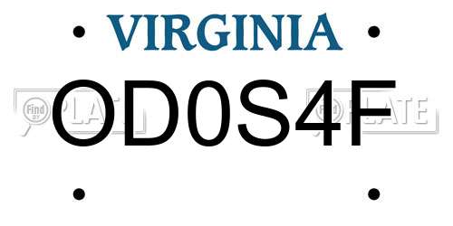 OD0S4F Virginia License Plate