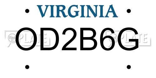 OD2B6G Virginia License Plate
